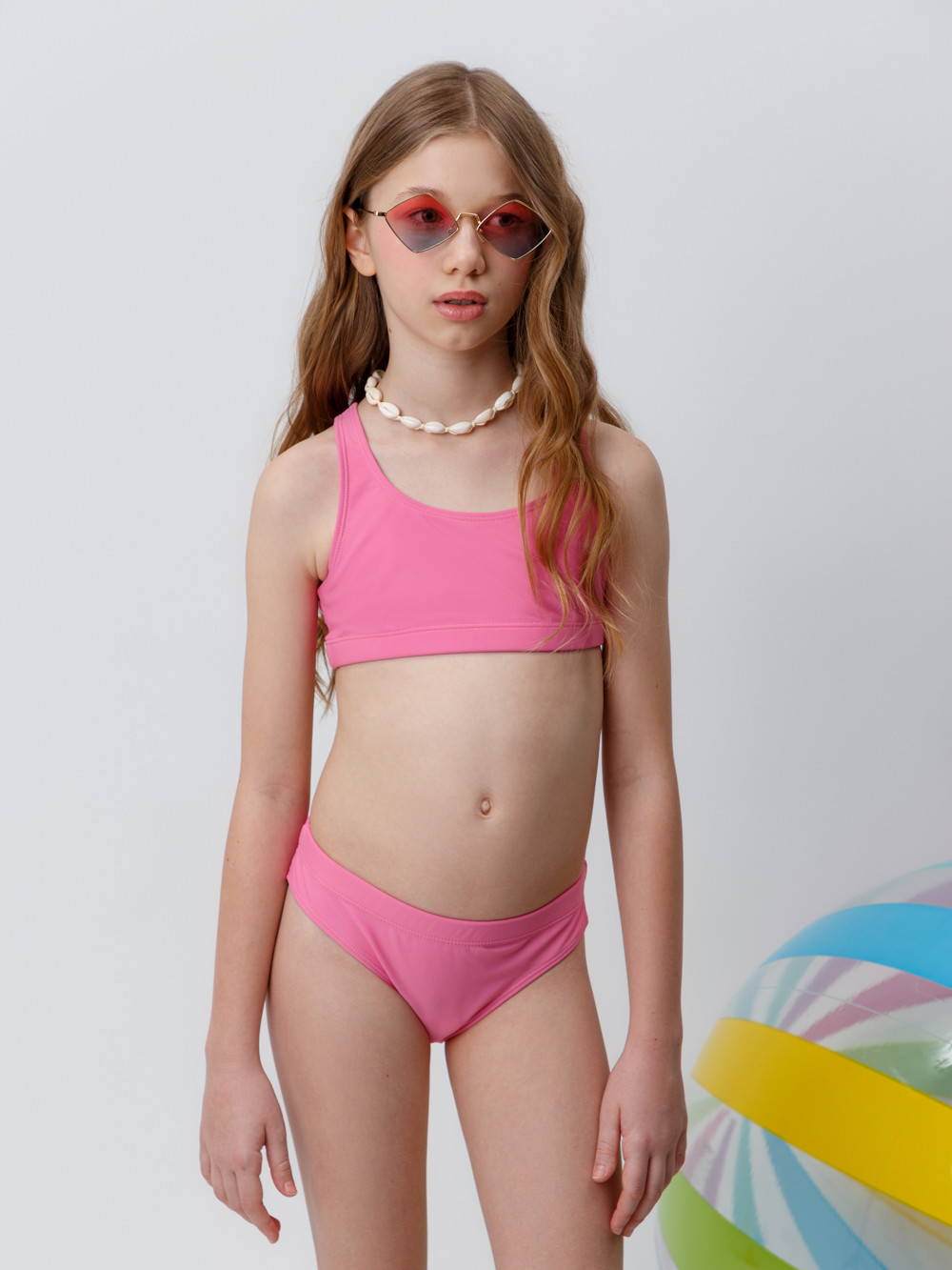Купальник для девочки, артикул: ТК 17016/1 ФВ, цвет: ярко-розовый