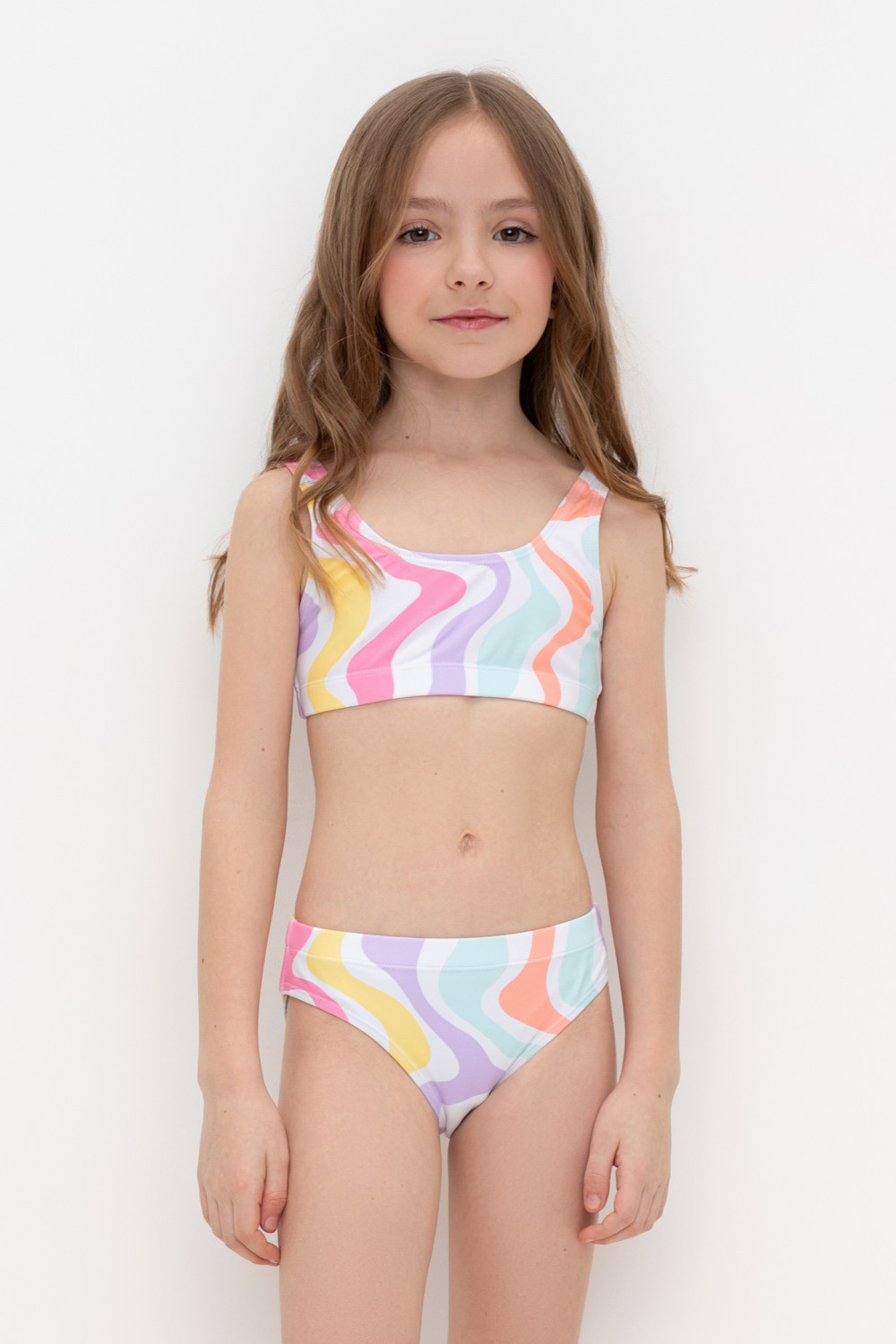 Купальник для девочки, артикул: ТК 17012/2н ФВ, цвет: белый, фото 3