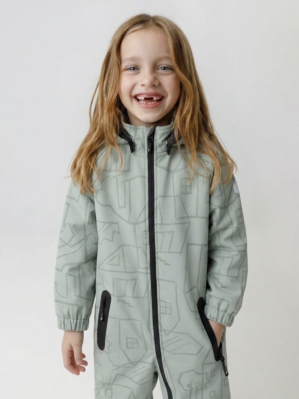 Комбинезоны утепленные для девочки, артикул: ВК 60135/н/3 ГР, цвет: хаки, фото 4