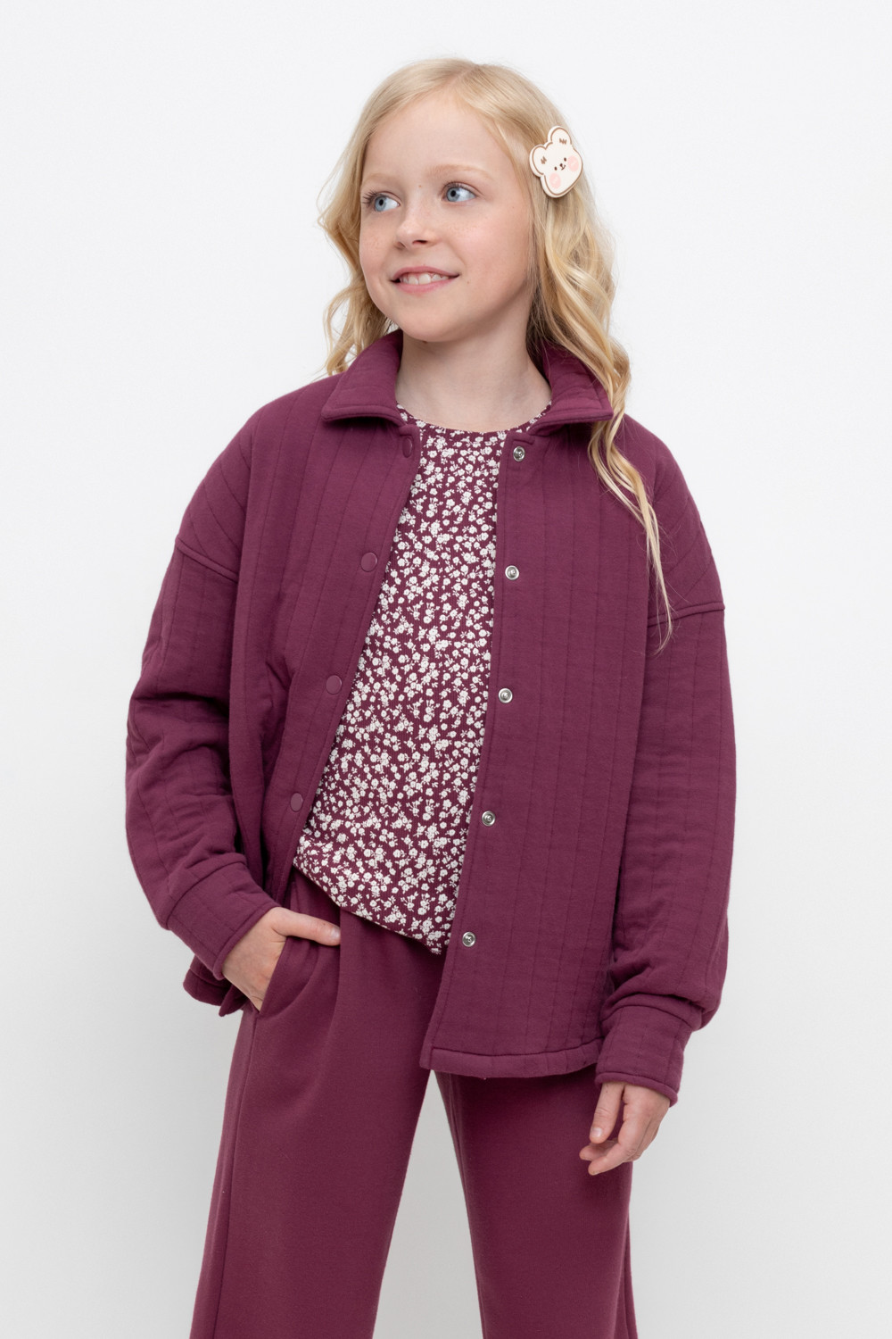 Рубашка для девочки, артикул: КР 302577, цвет: бордовый, фото 4