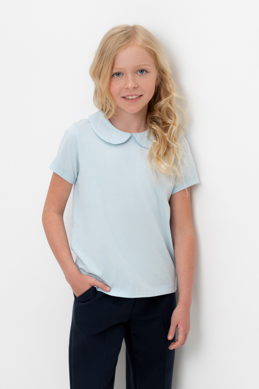 Блузка для девочки, артикул: К 302494, цвет: светло-голубой, фото 5