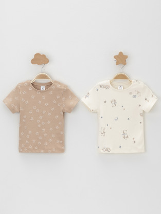 Футболка для новорожденных, артикул: К 301156-2уп, цвет: бежевый