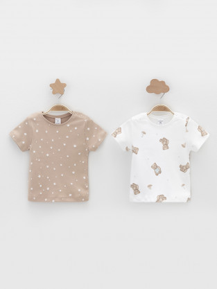 Футболка для новорожденных, артикул: К 301156-2уп, цвет: бежевый