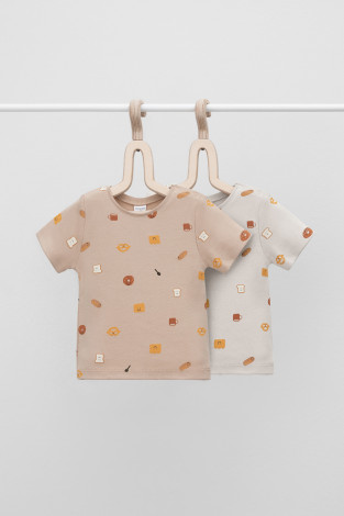 Футболка для новорожденных, артикул: К 301156-2уп, цвет: светло-бежевый - 2 фото