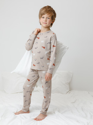 Пижама для мальчика, артикул: К 1552, цвет: бежевый - 2 фото